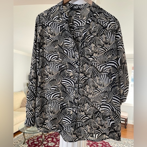 Alfani women’s long adjustable sleeves black and white zebra print size 12 - Picture 1 of 6